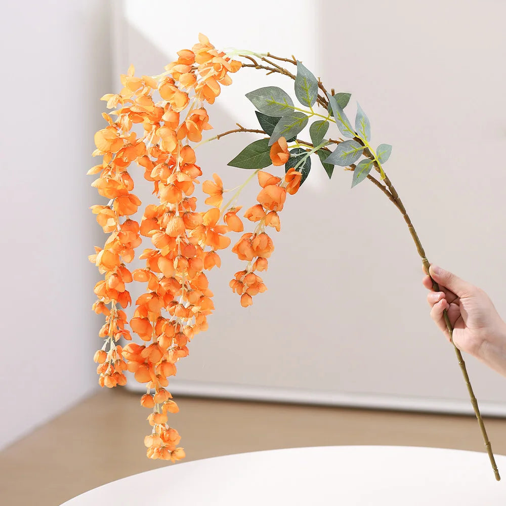 guirlande artificielle fleurs rouge orange bleu rose moderne extérieur accrochée decoration maison jardin mariage