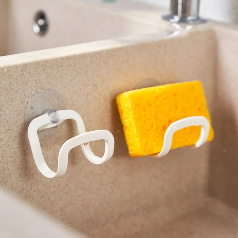 porte éponge adhésif moderne éponges jaune gris succion plastique blanc minimaliste cuisine salle bain