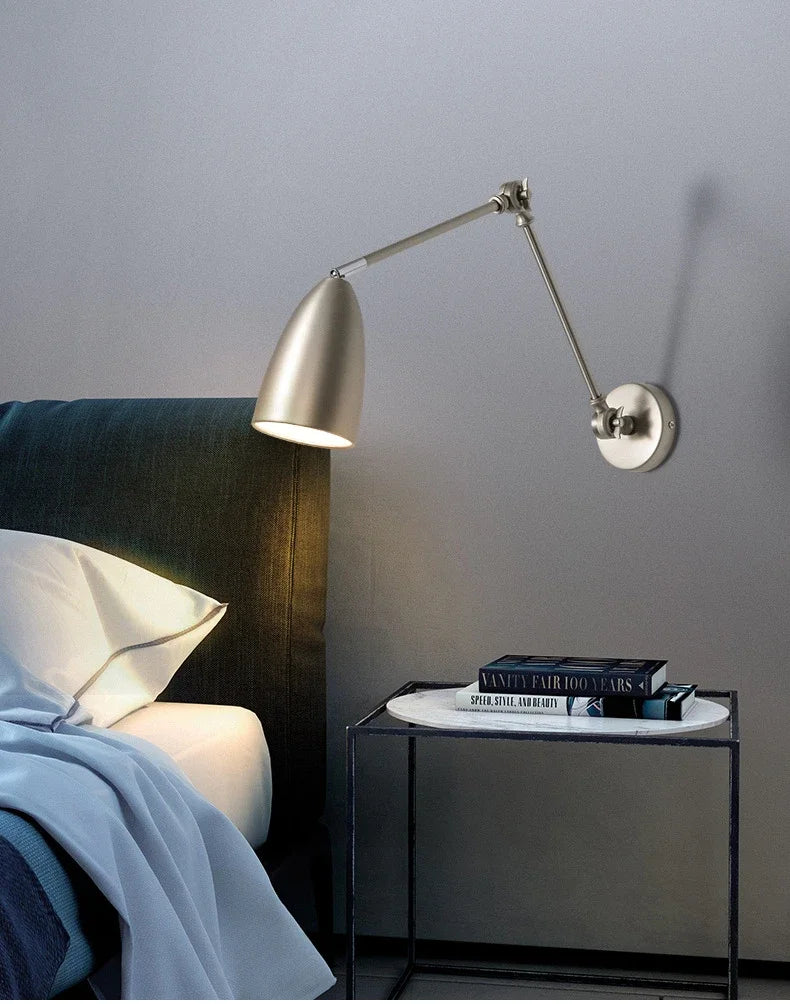 lampe murale moderne réglable led nickel blanc noir opaque fixée 23cm 15.5cm