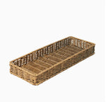 panier tressé marron clair rustique boîte rangement plateau fruits collations thé.storage handwoven rectangular