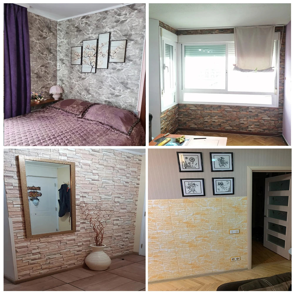 panneaux decoratifs murals adhésifs texture brique moderne gris beige bleu vert rose noir blanc