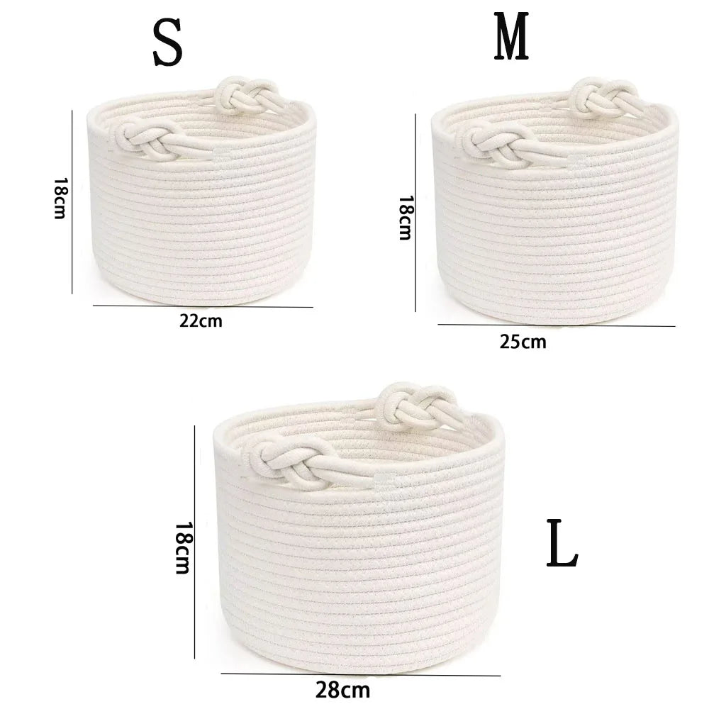 panier tressé blanc gris rose moderne rustique anneaux rangement réutilisable