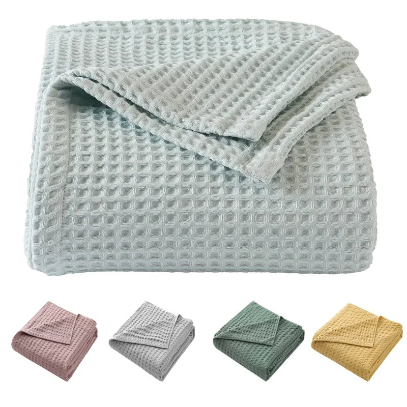 couverture coton géométrique bleu clair rose jaune moderne hiver été hospitalière voyage pique nique