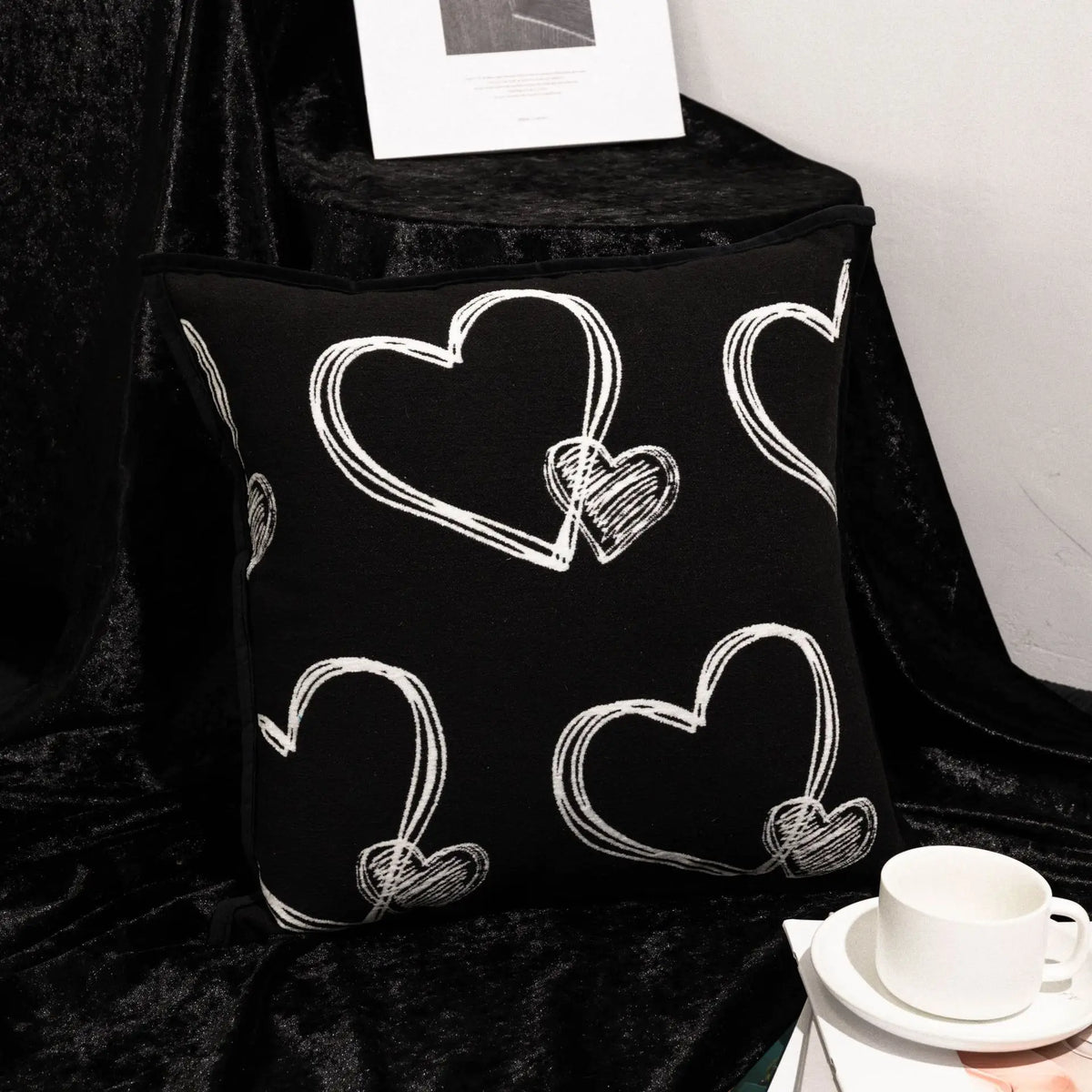 housse coussin moderne nordique motif papillons blanc noir polyester 45x45cm decoration salon