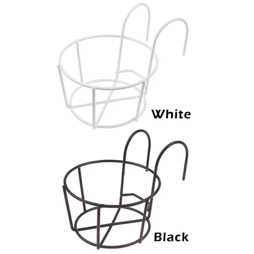 support fleurs suspendu noir blanc grille circulaire minimaliste crochets fixations pots fleurs métalextérieurintérieur
