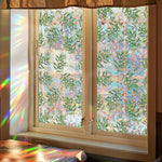 film vitrail fleurs papillons adhésif multicolore décoratif fenêtre opacité artiste