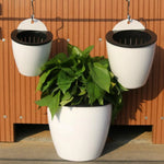 pots fleurs blancs noirs modernes grille drainage texture mat 18cm 13cm 11cm