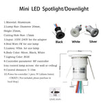projecteur led rgb 1w 12v noir argent blanc moderne câbles adaptateur batterie