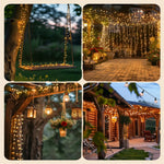 guirlande lumineuse solaire extérieure 200 led multicolore blanc chaud moderne filament festive jardin patio