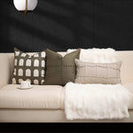 coussin décoratif géométrique vert beige blanc contemporain salon lit voiture 45x45cm