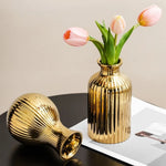 vase argenté doré moderne rayures verticales décoration table floral simple