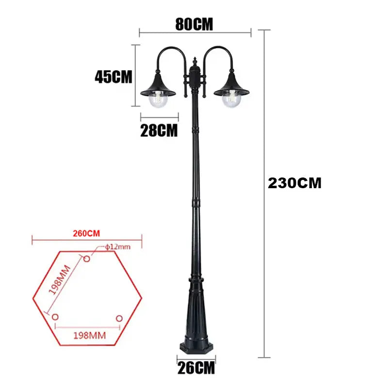 lampe rue industrielle ip65 led deux têtes vintage rétro aluminium noir