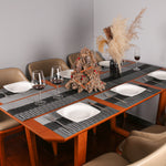serviettes table modernes gris noir rayures horizontales adhésives faciles nettoyer pièces 12 cercles