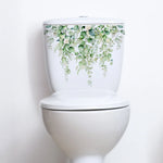 autocollant mural plante verte fleur décoration moderne salle bain toilette adhésif pvc résistant eau
