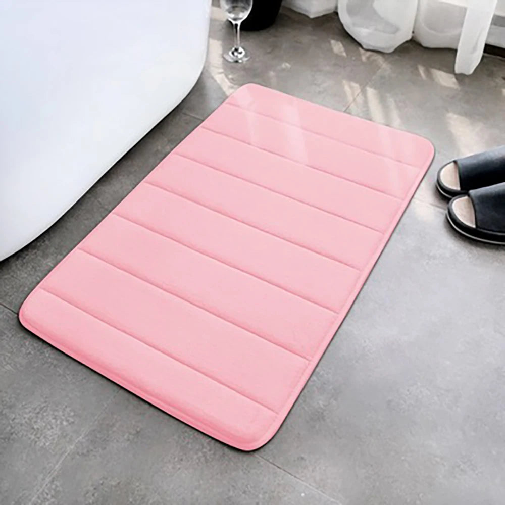 tapis bain gris clair rayures horizontales antidérapant mousse mémoire forme séchage rapide moderne salle