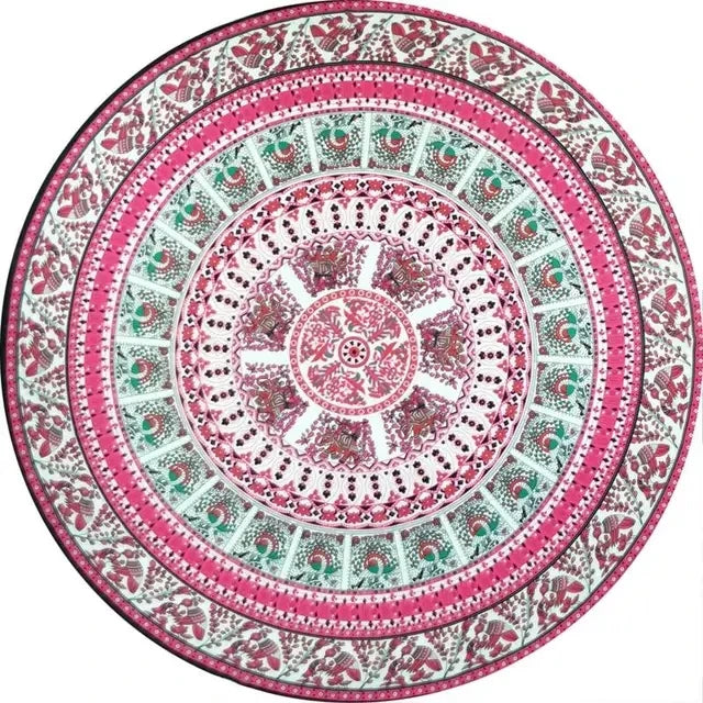serviette plage ronde motif mandala boho chic coton polyester décorative grande plage été