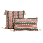 housses coussins carrées jacquard géométriques coton linge adhésives boho chic rouges blanches vertes maison