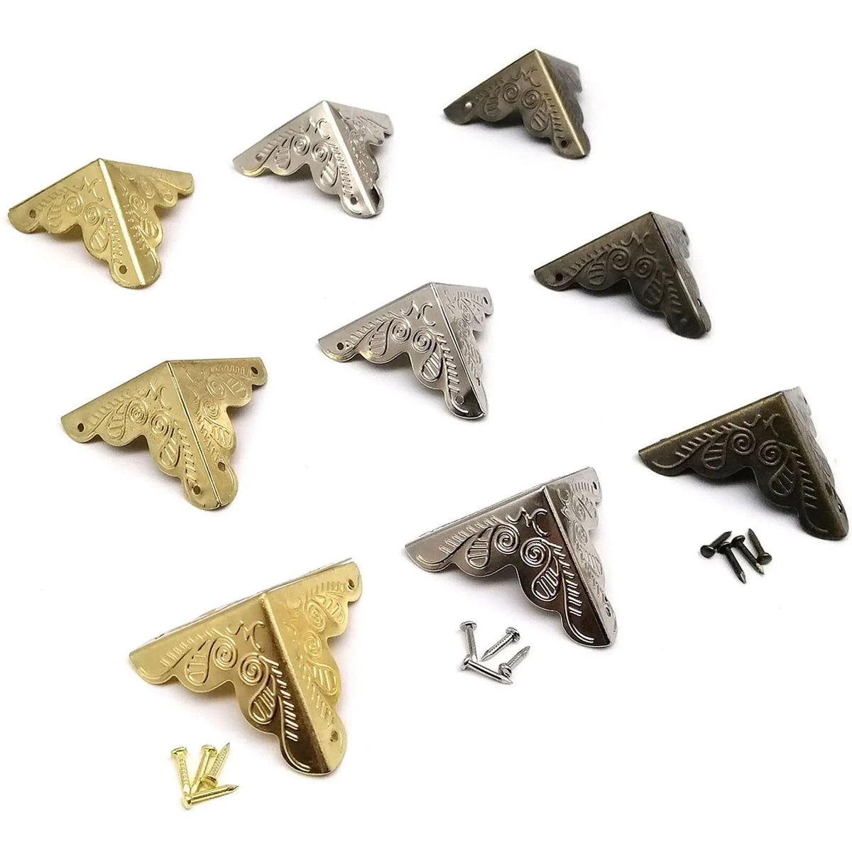 protections angle bois or bronze argent decor floral vintage vis bricolage deco coffret bijoux