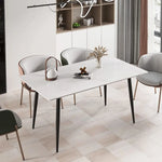 table manger marbre moderne rectangle gris noir beige pieds métal minimaliste 120cm 70cm