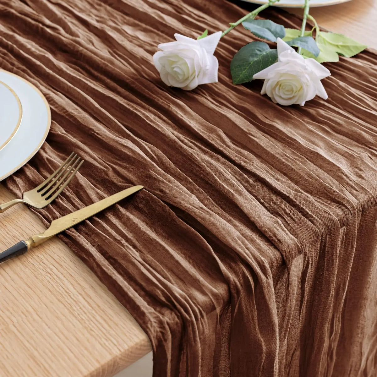 serviette table rayées marron clair moderne mariage noël anniversaire décoration table manger vin fourchette