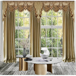 rideaux dorés semi occultants tissu lisse moderne extérieure fenêtre française adaptable maison