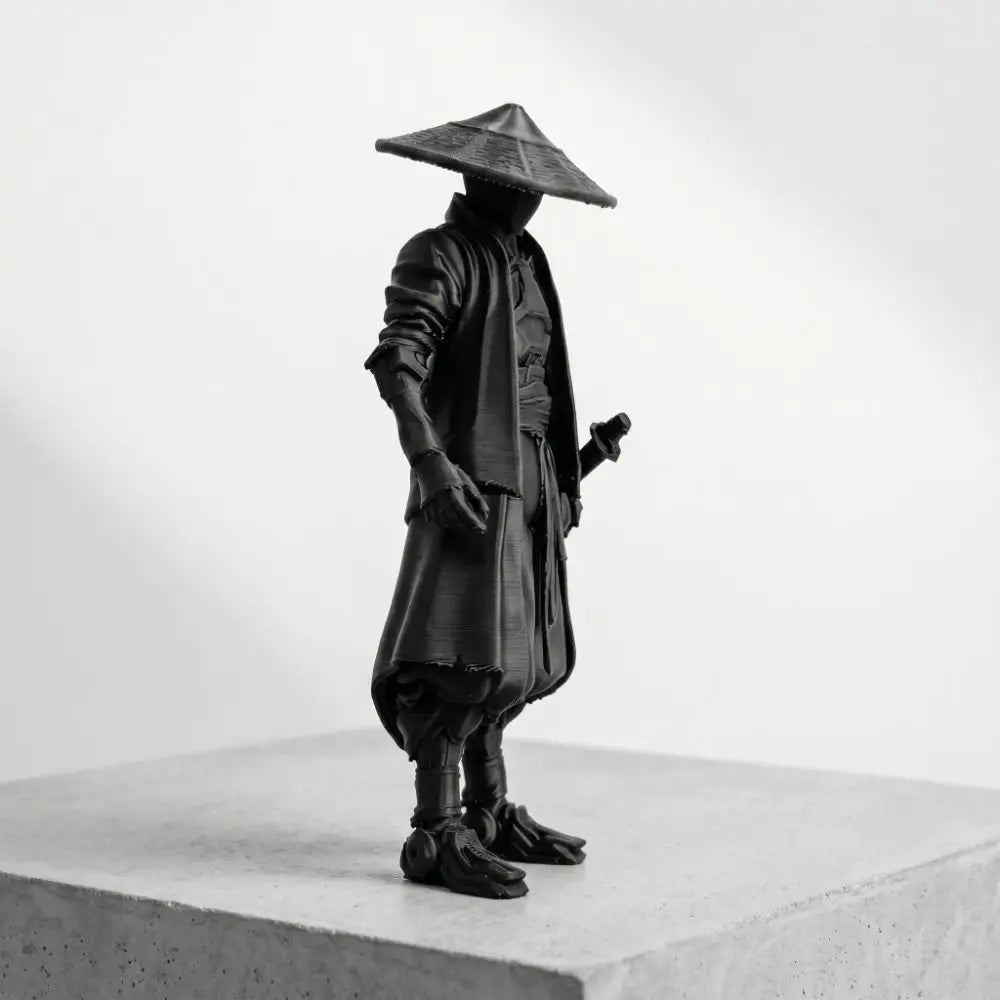 statue ninja noire texturée traditionnelle japonaise katana décoration intérieure erotique samuraï guerrier