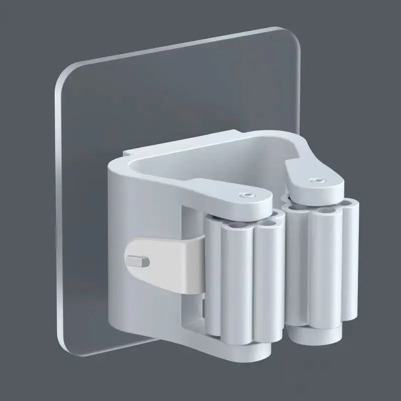 porte balai mural adhésif blanc gris support nettoyage multiple PVC respectueux environnement fixe mur