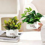 plantes artificielles vertes moderne pots blancs décoration intérieure feuilles variées minimaliste