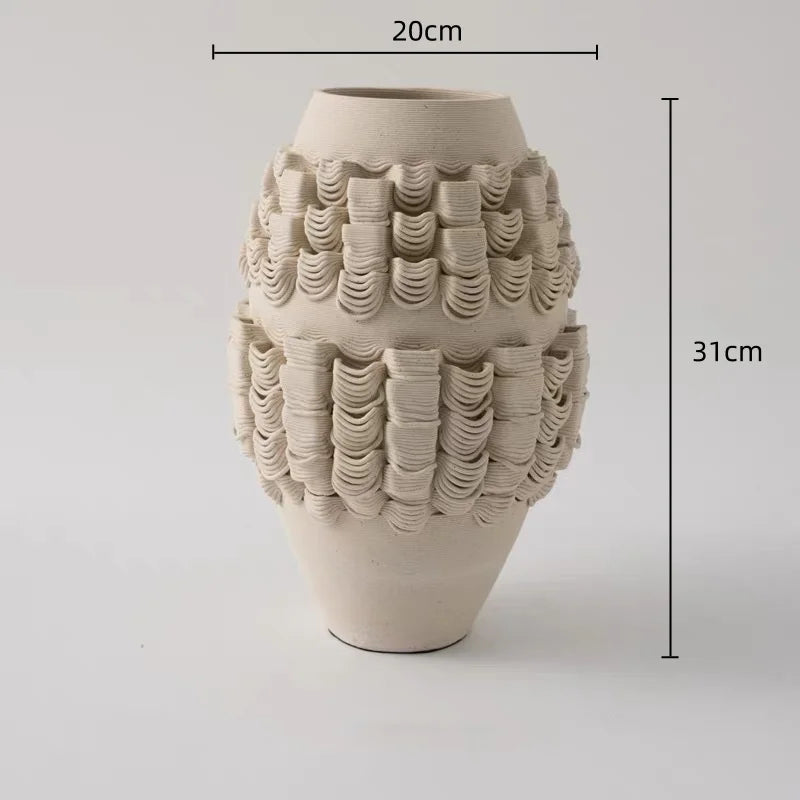 vase céramique moderne blanc texture tissée décoration intérieure plié