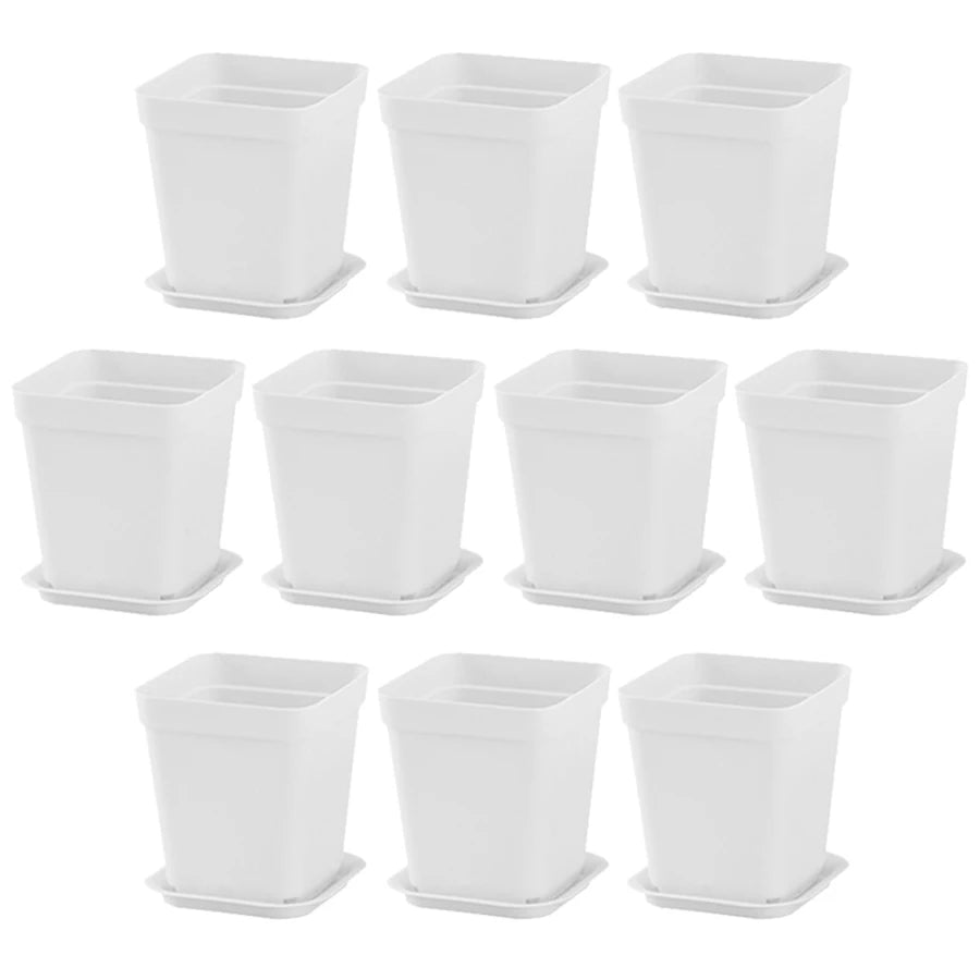 pots fleurs blancs modernes plateau drainage adhésif set 10 20 pots carreaux plastique