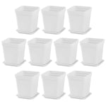pots fleurs blancs modernes plateau drainage adhésif set 10 20 pots carreaux plastique
