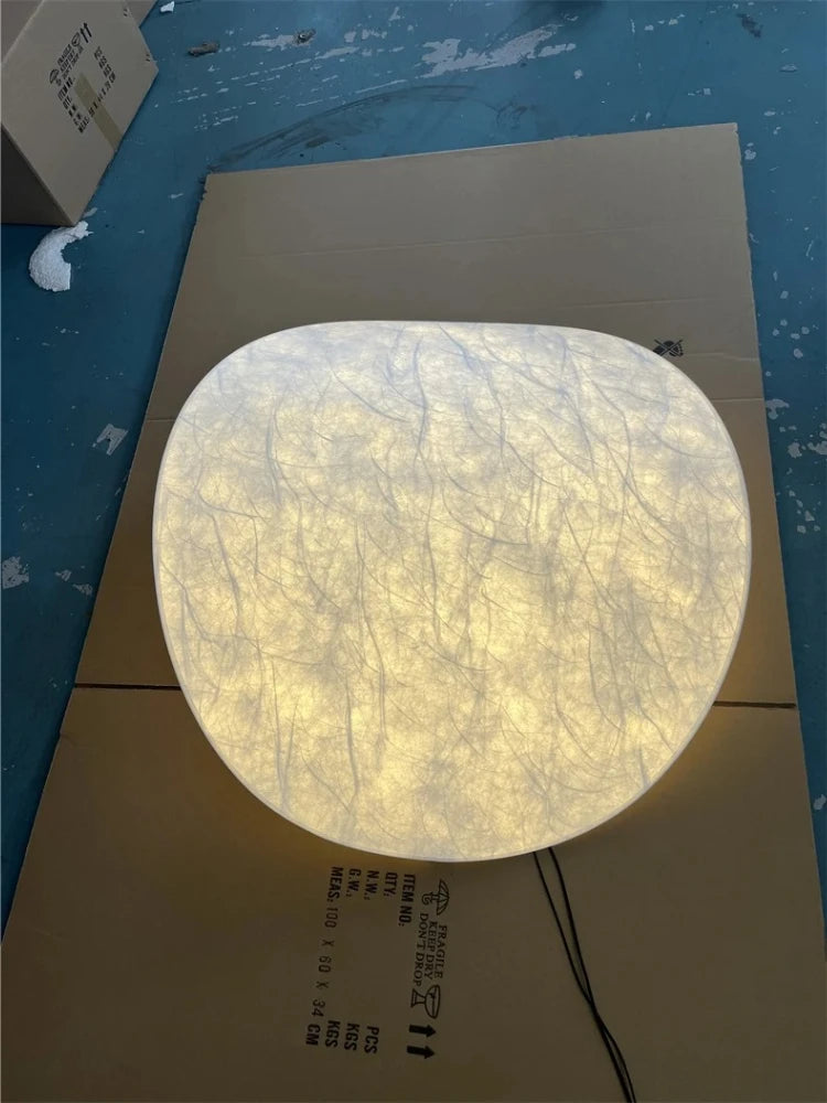 lampe table moderne soie blanc fibres apparentes câble autonome 40cm 50cm 60cm 70cm 80cm