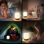 lampe table rechargeable led blanc bois moderne minimaliste tactile sans fil