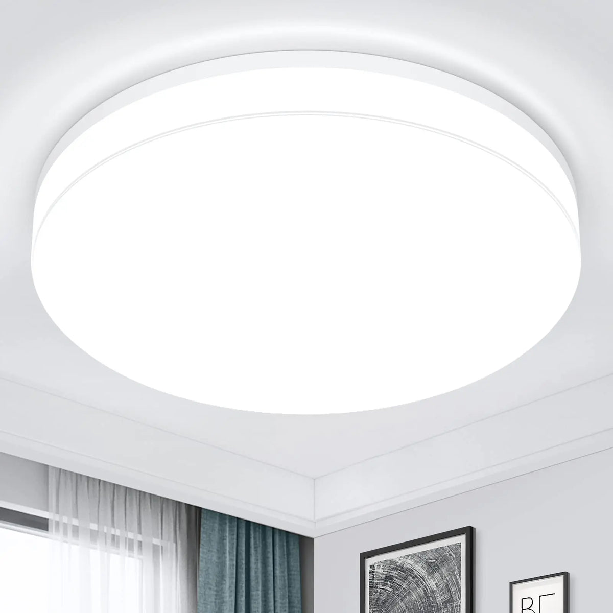 plafonnier led moderne blanc rond minimaliste acier opalin 15cm 18w 12 15m²