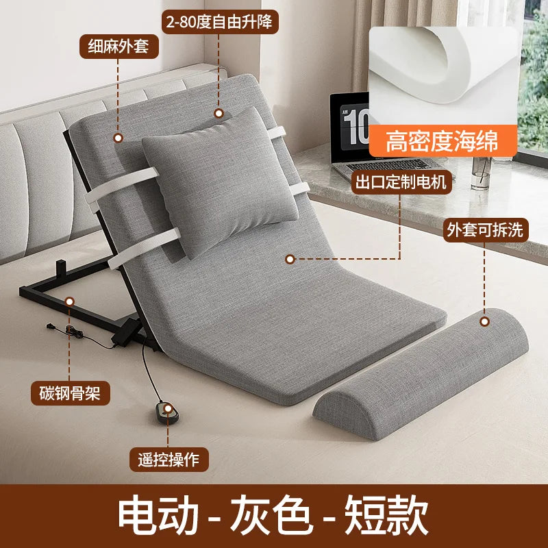 lit pliant moderne gris toile lin coussin oreiller support tablette