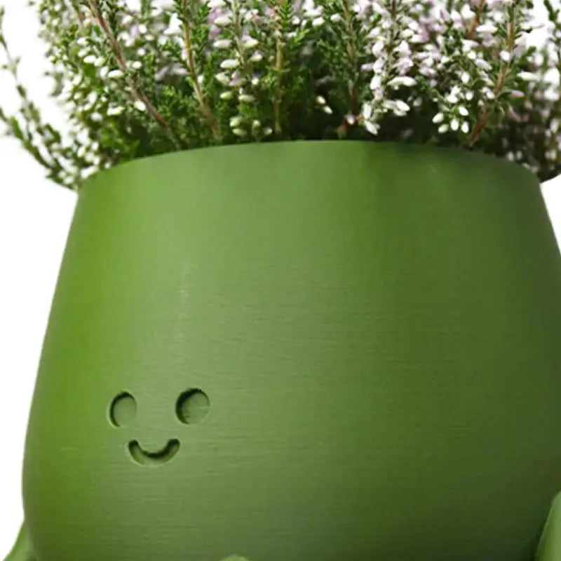 cache pot vert visage souriant créatif intérieur extérieur balcon étagère plante cactus personnalisé