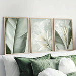 tableaux moderne naturels motifs floraux bananier fleurs vert clair blanc beige sans cadre