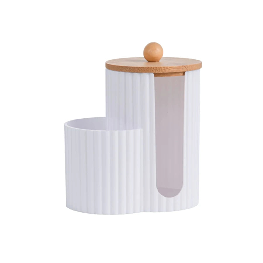 boîtes coton tiges transparentes rayées moderne rangement maquillage éponge coton tiges salon salle bain