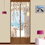 rideau porte magnétique violet fleurs feuilles moderne opacité ventilation anti insectes