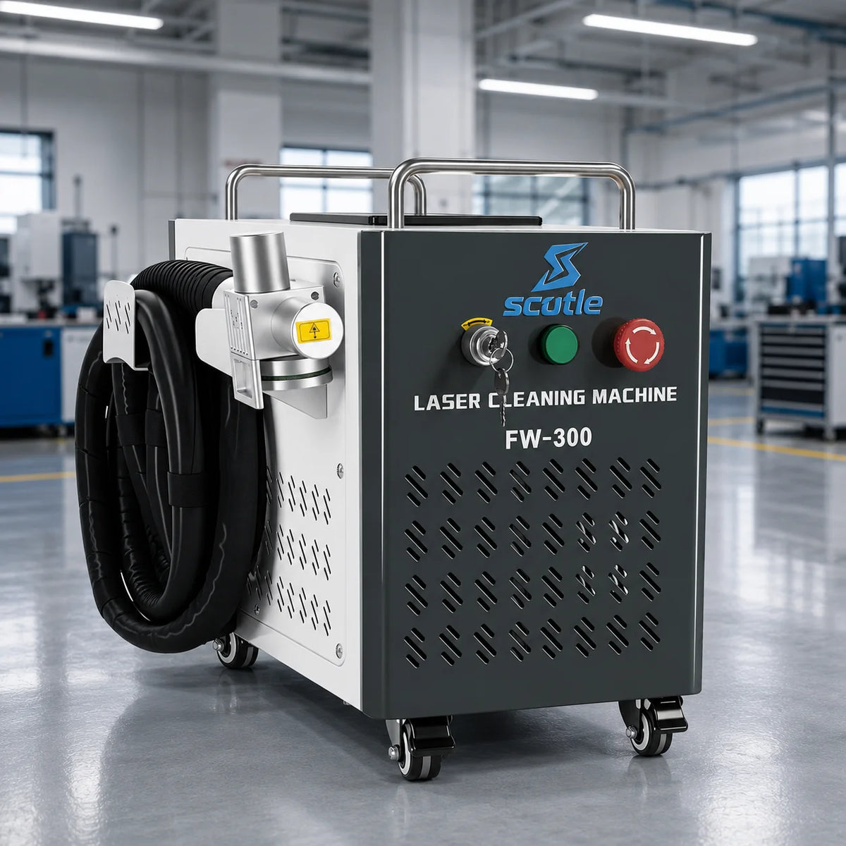 machine nettoyage laser portable gris noir certification perforations avant roulettes