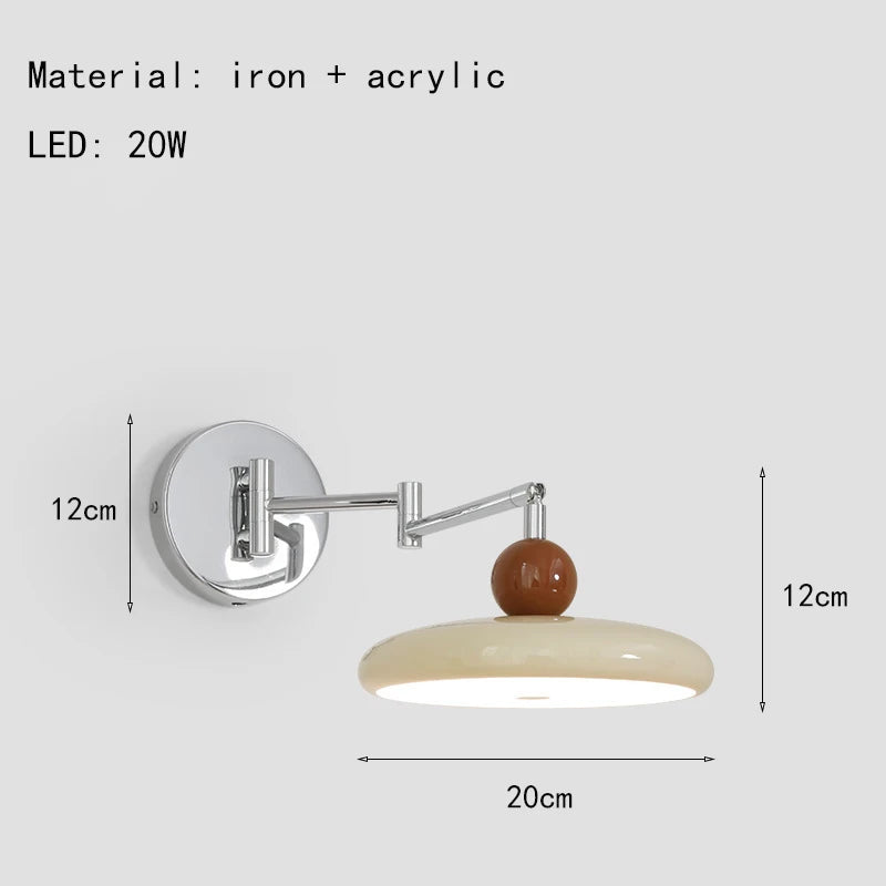 lampe murale led moderne rétractable rotative fer blanc chambre cuisine salle bain