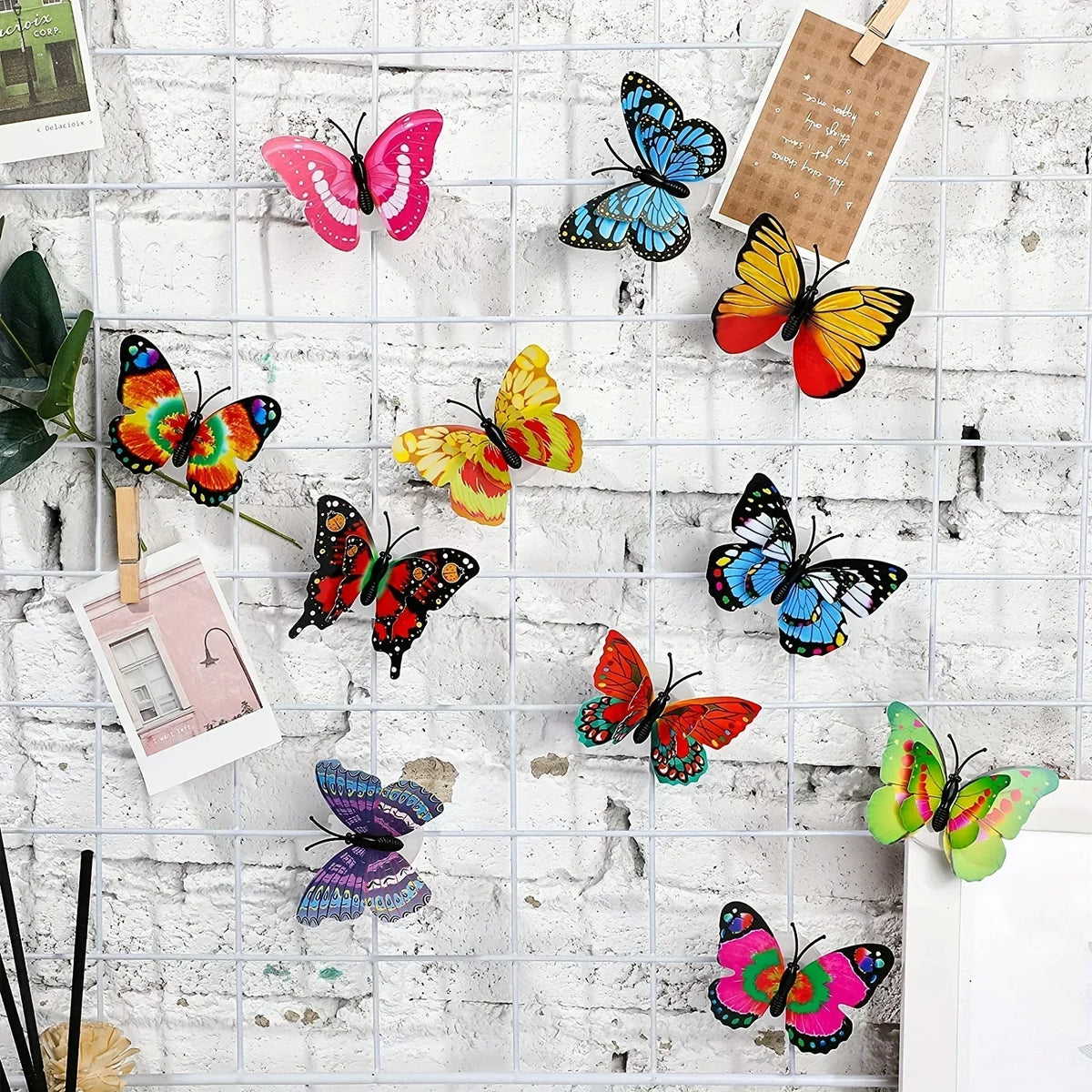 veilleuses led papillons multicolores brillants adhésifs modernes extérieures intérieures 10pcs 5pcs random color