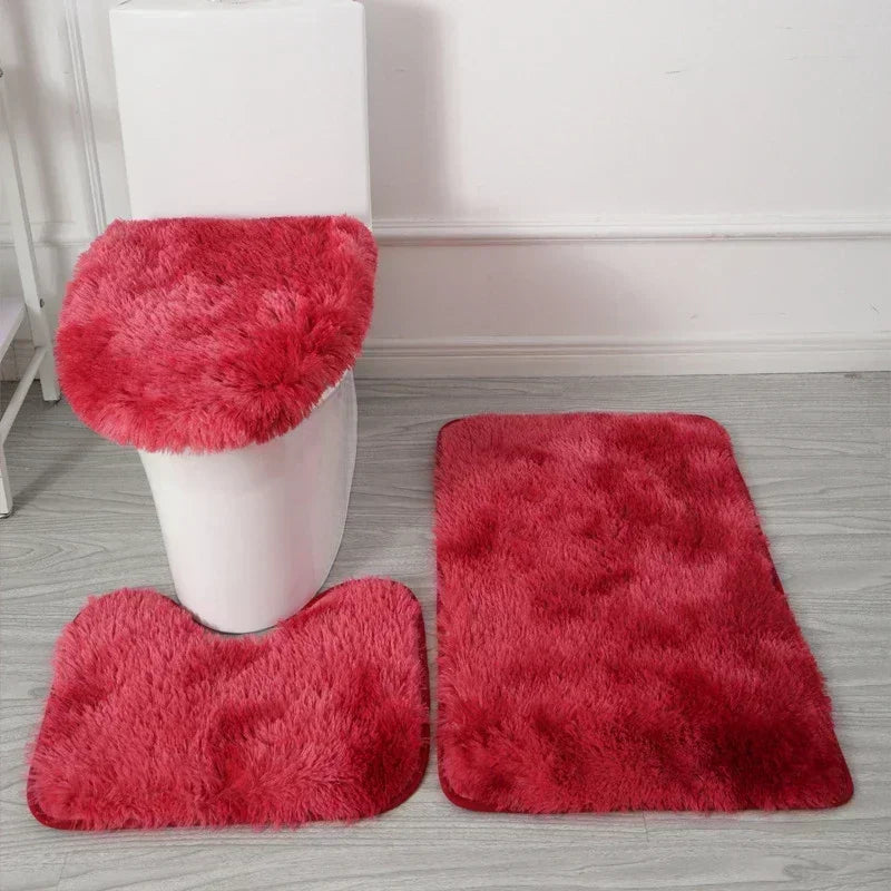 ensemble tapis salle bain pièces beige clair peluche douce antidérapant moderne absorbant