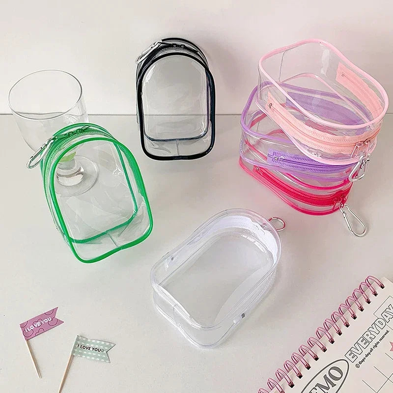 sac main transparent moderne cordon serrage noir vert rose violet minimaliste