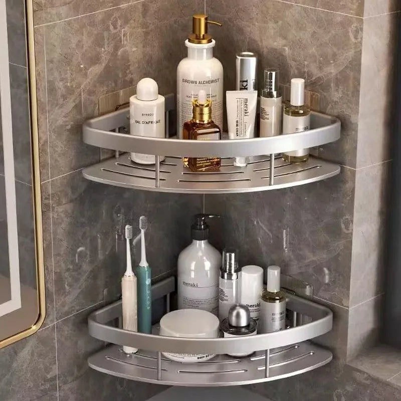 étagère salle bain moderne blanche adhésive rangement perforée aluminium unique