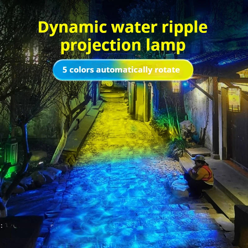 lampe projection eau bleu jaune vert orange rouge moderne décorative ripples eau extérieure led