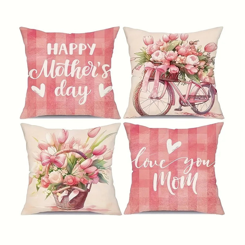 housse coussin imprimé fleurs mère jolie rose clair beige blanc décoratif romantique maison salon
