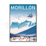 L'affiche montre une station de ski de Morillon avec un paysage enneigé, une montagne et un téléphérique en arrière-plan.