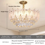 lustre doré cristal suspension salon chambre classique led 80cm adjustable