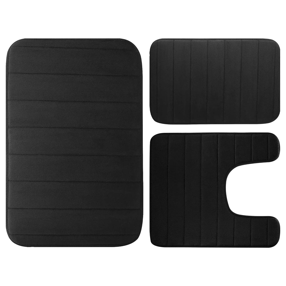 tapis bain mousse mémoire forme moderne rayures horizontales absorbant antidérapant lavable machine extra doux